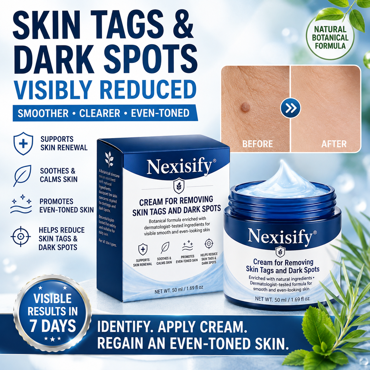Nexisify® Advanced Correcting Cream for Skin Tags, Moles & Spots – 7‑Day Painless & Scar‑Free – Advanced Care for Skin Imperfections