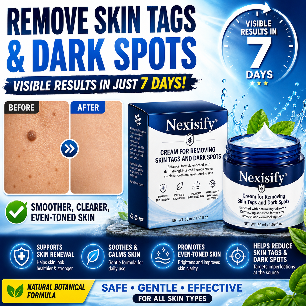 Nexisify® Advanced Correcting Cream for Skin Tags, Moles & Spots – 7‑Day Painless & Scar‑Free – Advanced Care for Skin Imperfections
